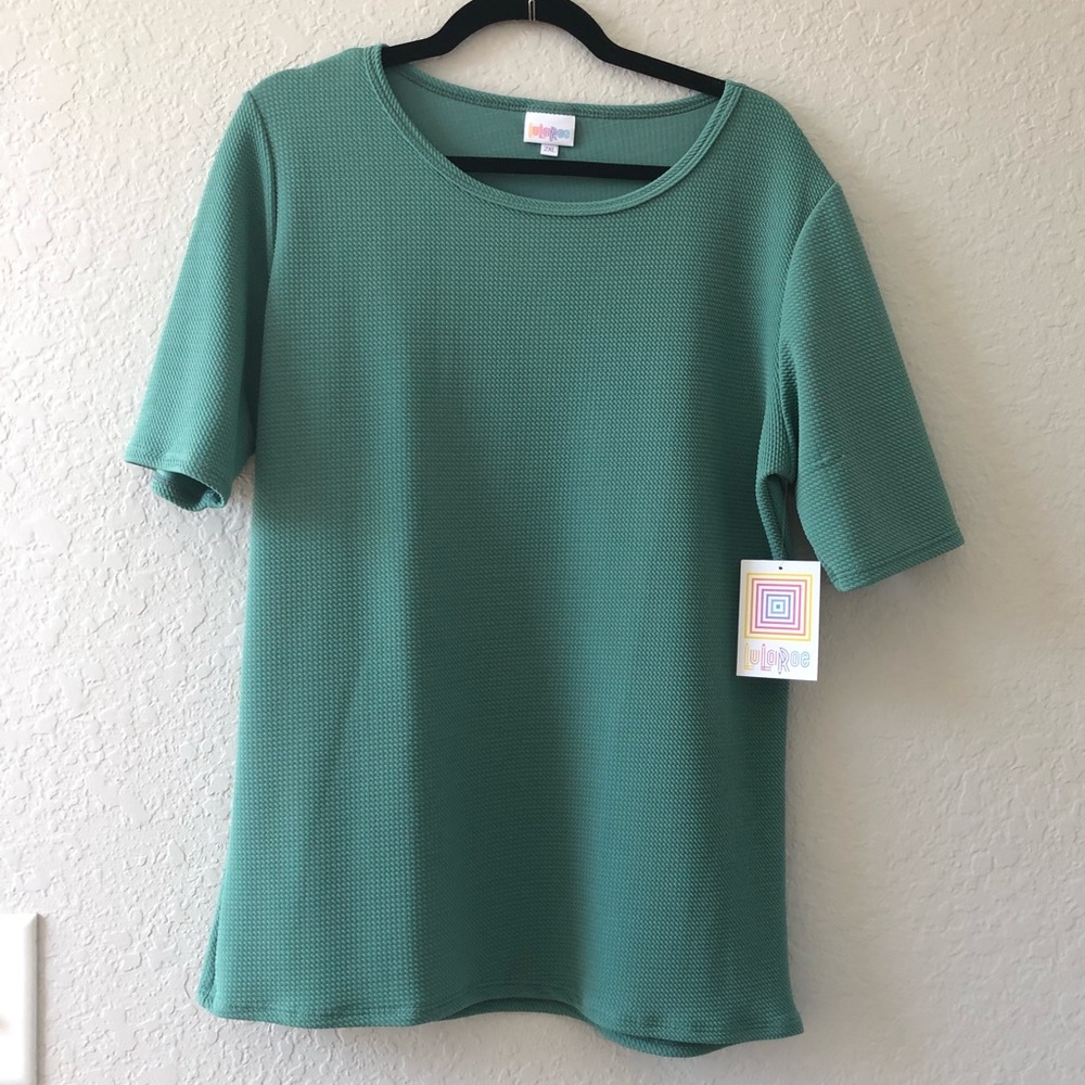 Lularoe Gigi Fitted Top Sea Green Textured Fabric 2XL NWT